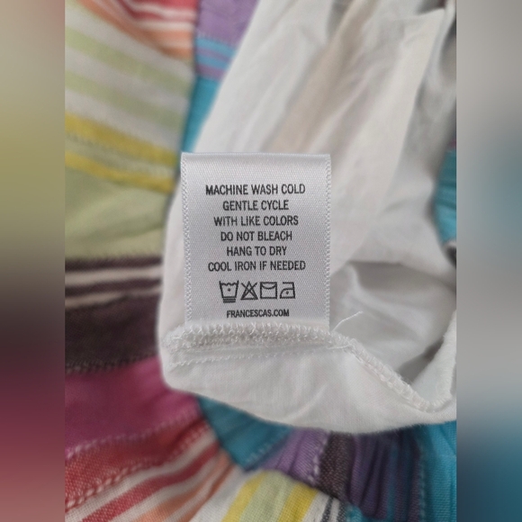 Blue Rain Striped Boho Ruffled Hi-Lo Hem Midi Skirt Rainbow Cotton Small - Picture 9 of 9